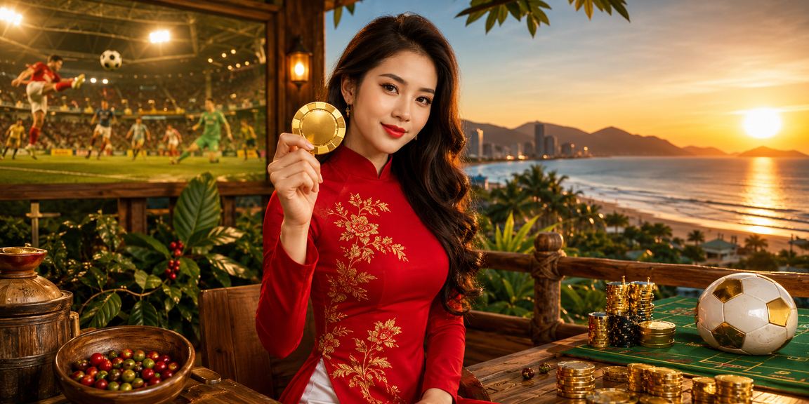 Người phụ nữ mặc áo dài tại Đà Nẵng sử dụng điện thoại để theo dõi kết quả cá cược thể thao